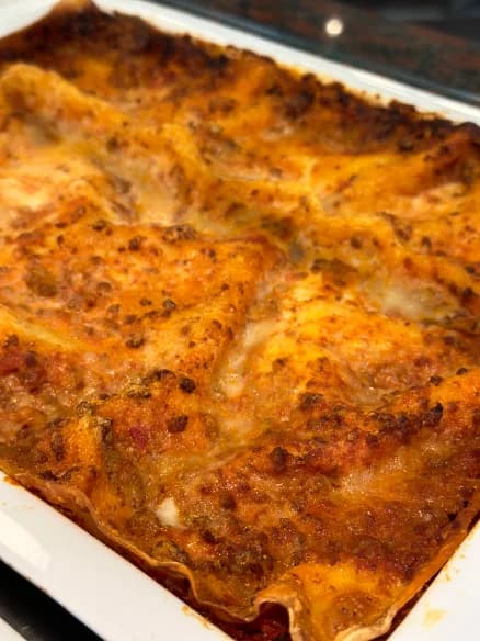 Freshly baked lasagne